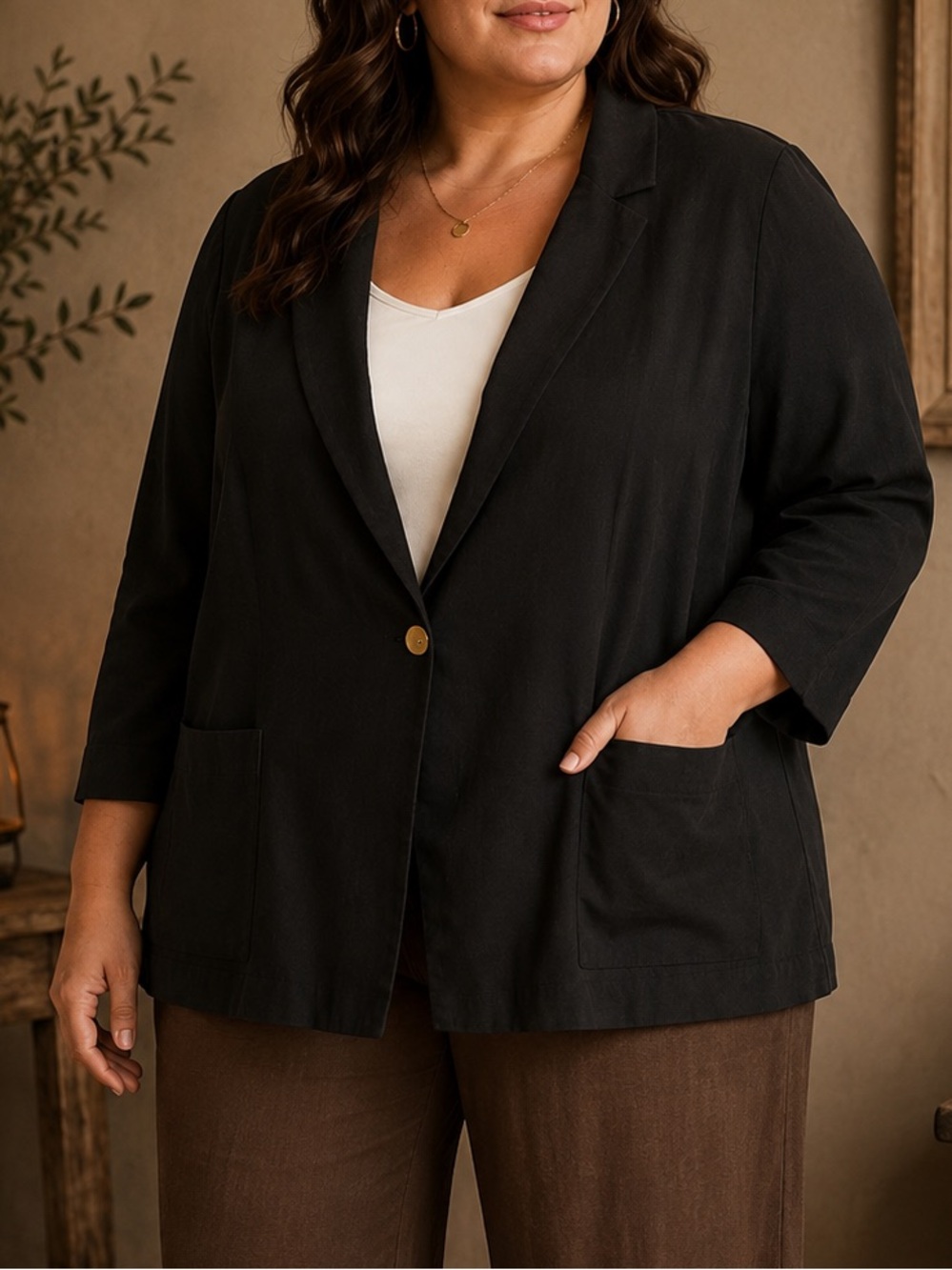Vintage Radcliffe Women’s Plus Size Dark Gray Blazer w/ Gold Button Detail 18W